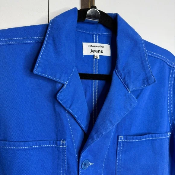 Reformation Morgan Cotton Twill Jumpsuit Blue NWOT size 2 - Picture 3 of 10